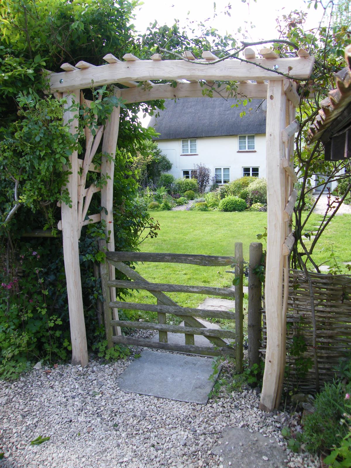 Handcrafted Sweet Chestnut Garden Arches, Wooden Garden Arch With Gate Uk