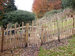6ft high paling fence with gate to exclude deer from garden