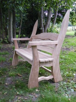 Bespoke 2 seater green oak bench