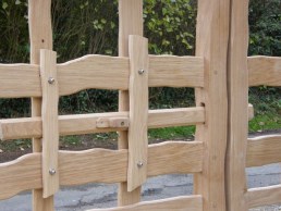 Double oak entrance gate wooden latch