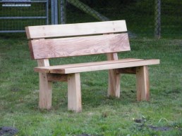 Green oak park bench