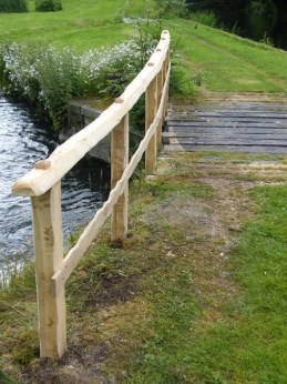 Oak and sweet chestnut handrail over sluice gates
