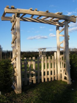 Flat topped arch with paling gate